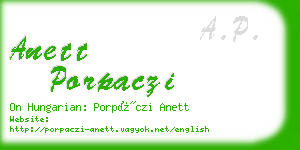 anett porpaczi business card